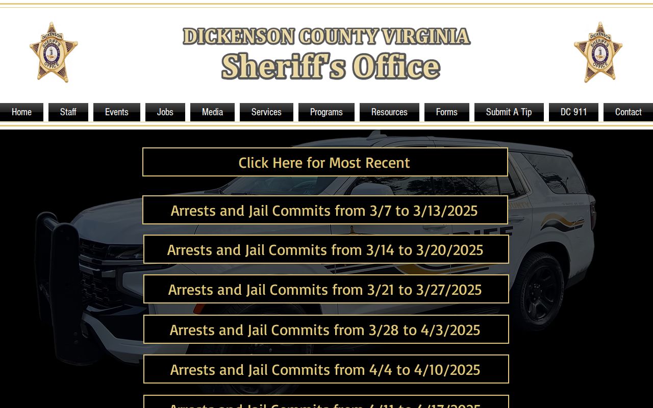 Dickenson County warrant records distinction between arrests archive and warrant list
