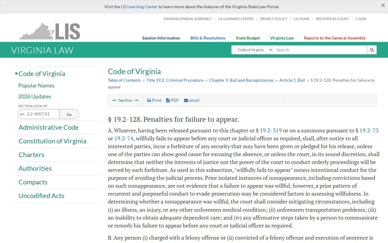 Dickenson County bench warrant and Virginia failure-to-appear statute